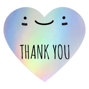 100 Cute Thank You Stickers | Smiley Heart | Small Business Packaging